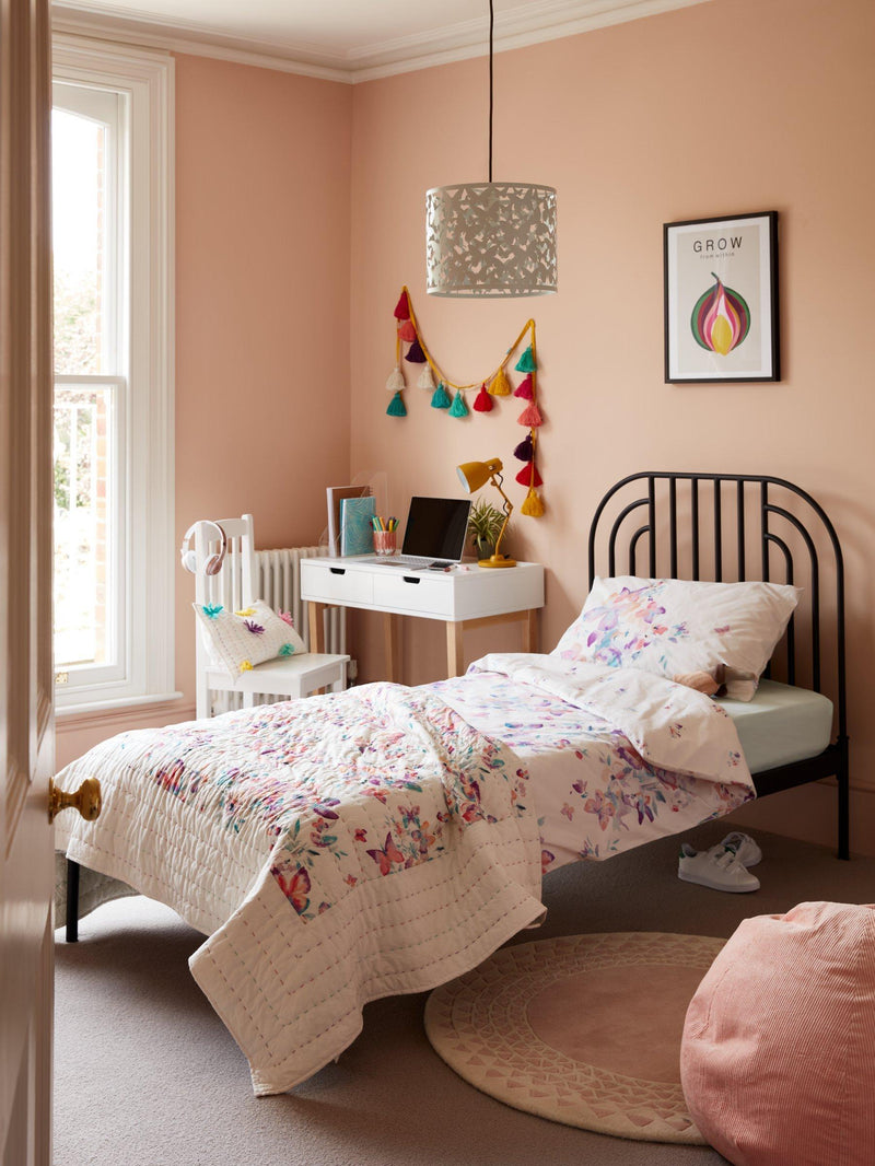 John Lewis reversible pure cotton duvet cover and pillowcase set with butterfly print, UK version