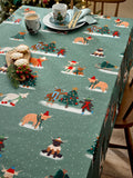 Green Christmas Hamish The Highland Cow Wipe Clean Tablecloth