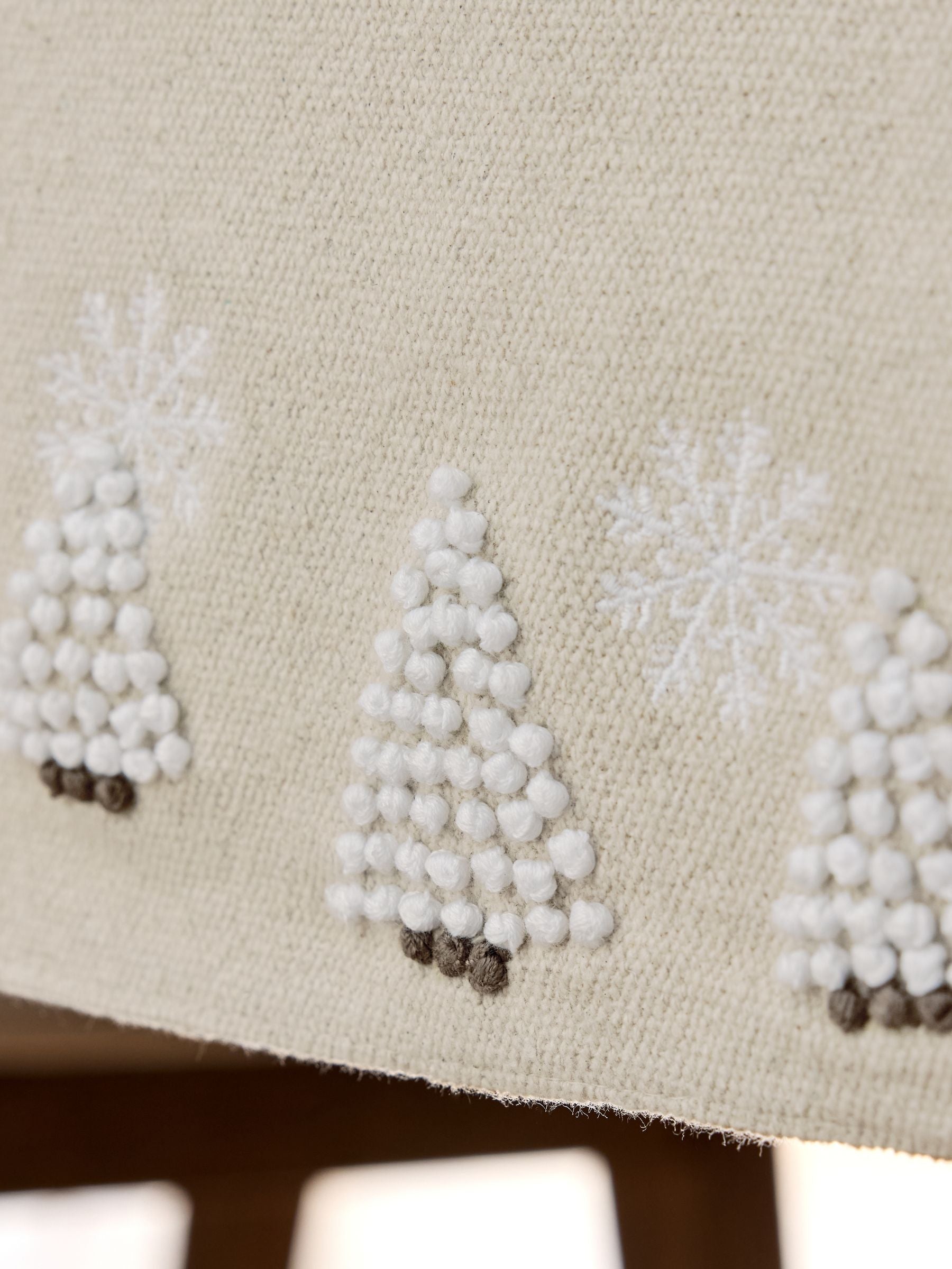 Natural Scandi embroidered Christmas tree table runner small or large, imported from the UK