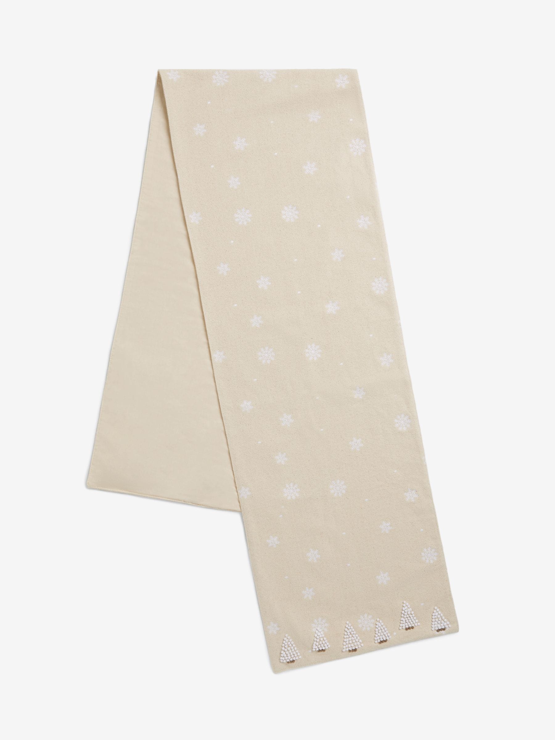 Natural Scandi embroidered Christmas tree table runner small or large, imported from the UK