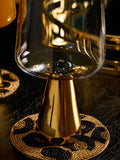 Set of 2 Chunky Stem Gold Wine Glasses