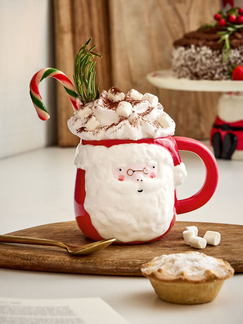 Red Christmas Santa Mug Stoneware 11cm, imported from the UK