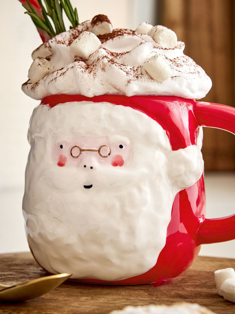 Red Christmas Santa Mug Stoneware 11cm, imported from the UK
