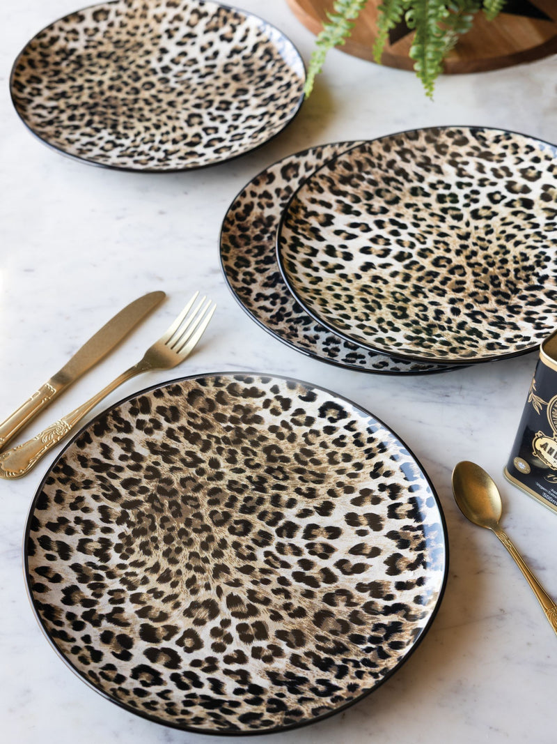 Rockett St George leopard print dinner plates 26cm, imported from the UK