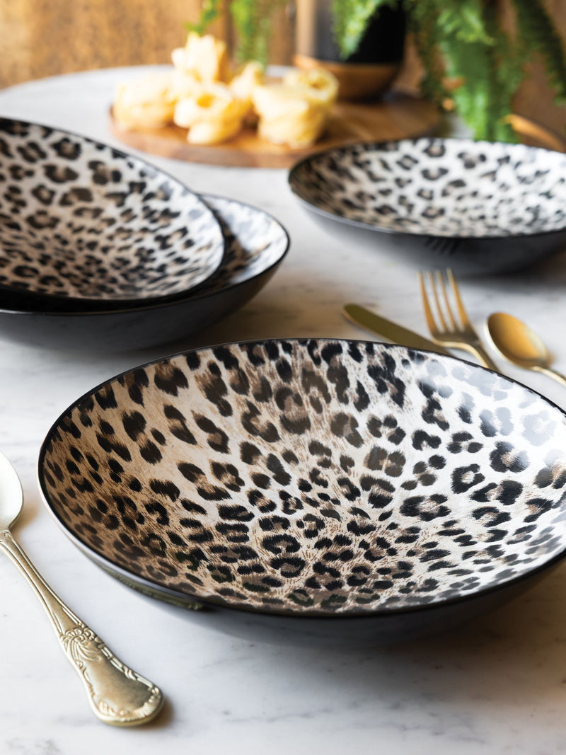 Rockett St George pasta bowls leopard print set of 4, UK import