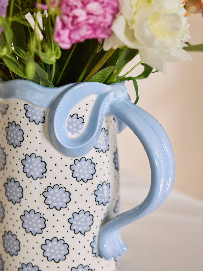 Cath Kidston blue bow jug vase 30cm height - British product