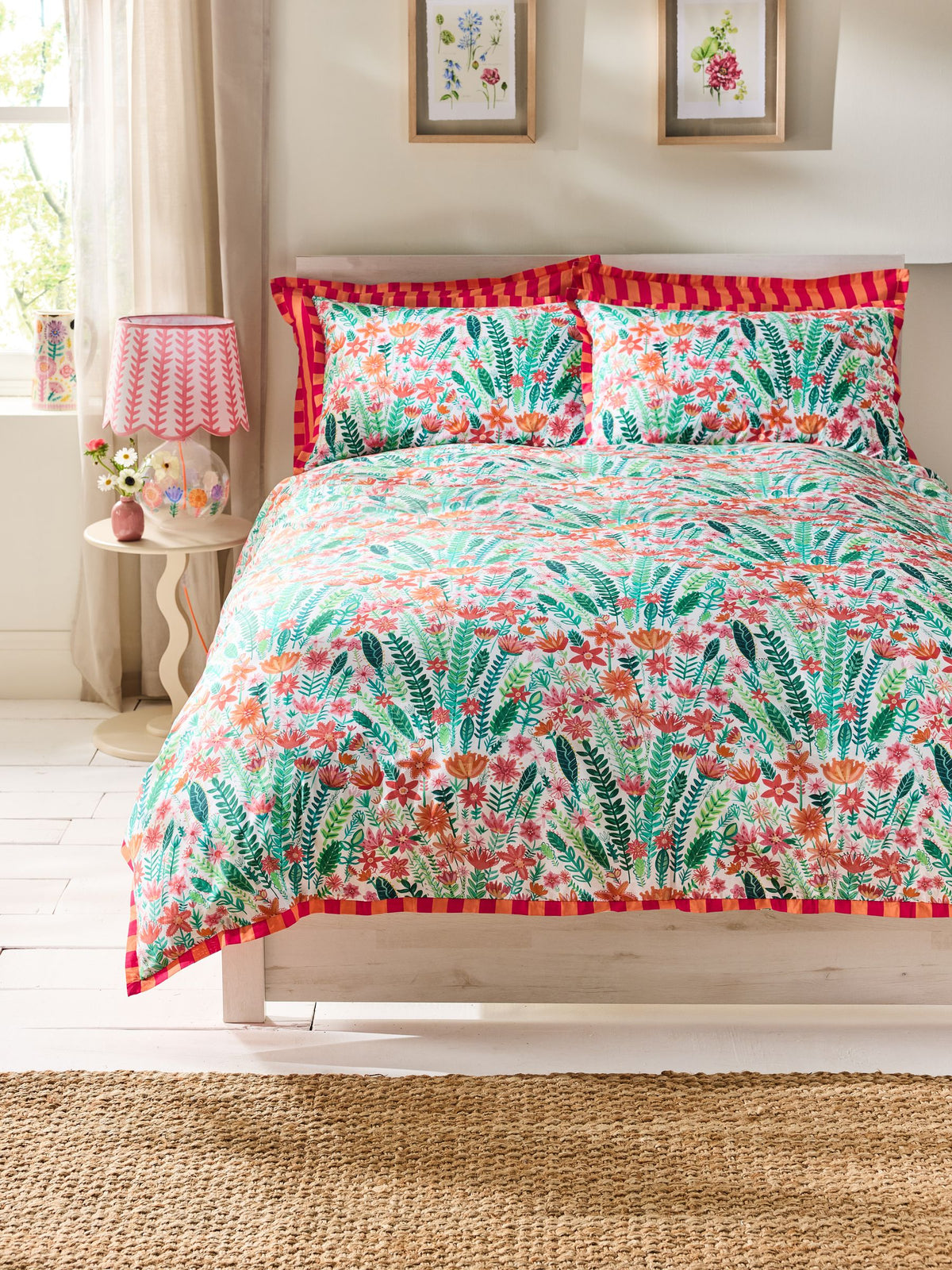 Lucy Tiffney rose dahlias duvet cover and pillowcase set, UK version
