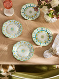 Nina Campbell Set of 4 Yellow/Teal Floral Print Side Plates