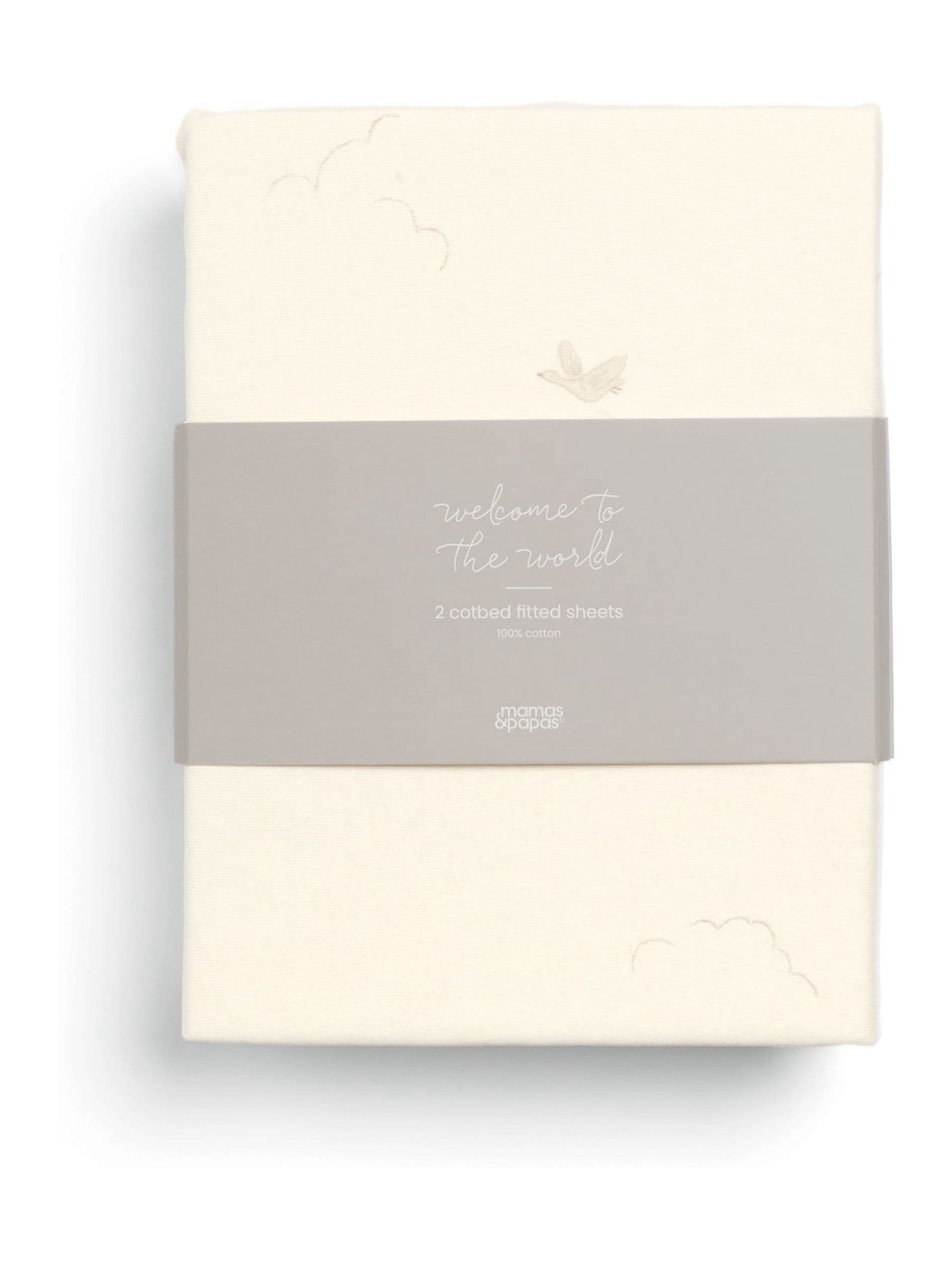 Mamas & Papas duckling cream cotbed fitted sheets 2-pack, imported from the UK