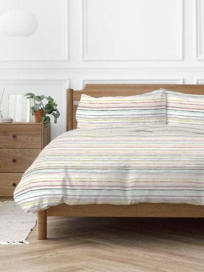 Copenhagen Home Pink Painterly Stripe Duvet Cover Set