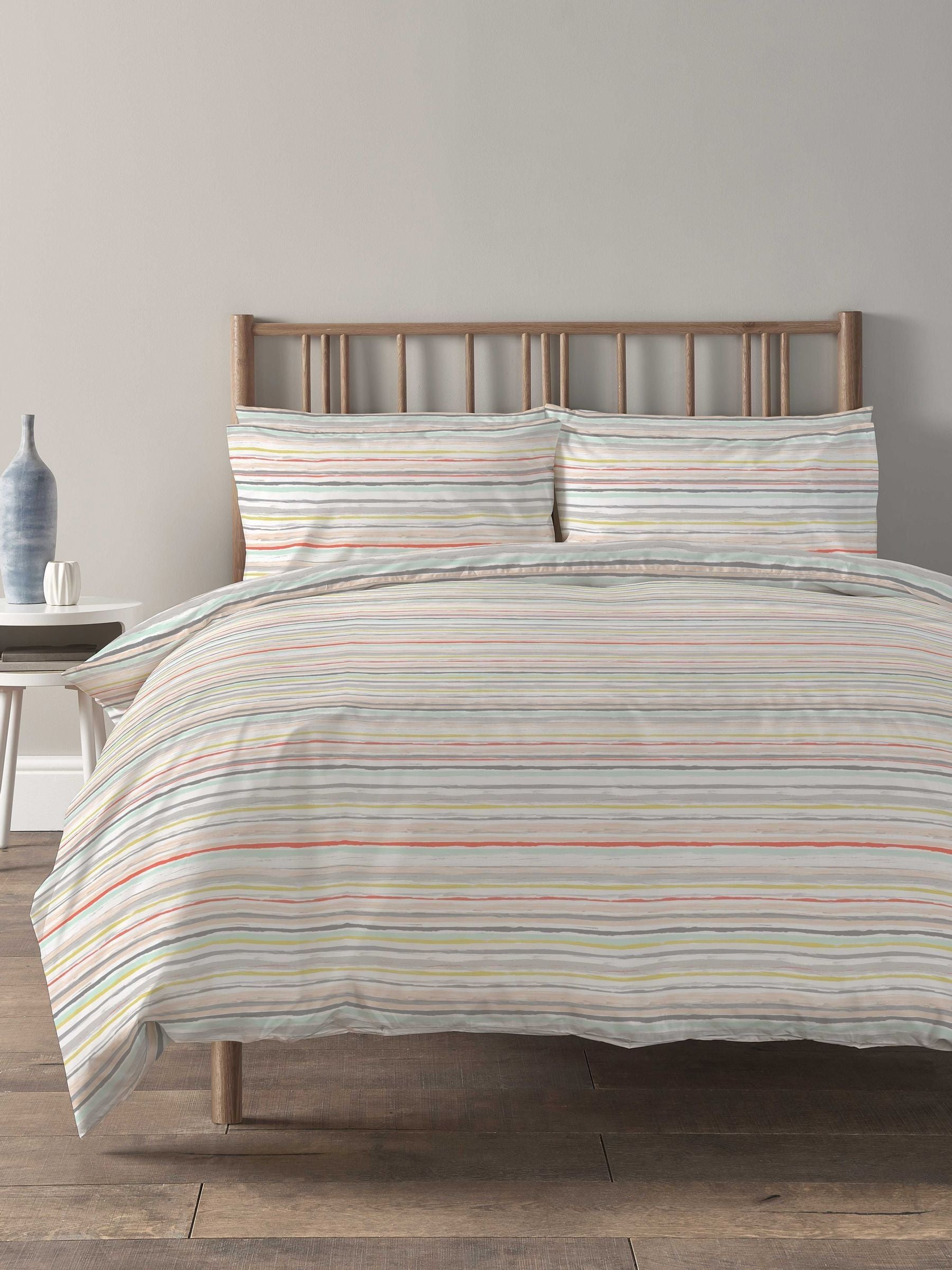 Copenhagen Home pink painterly stripe duvet cover set - British product