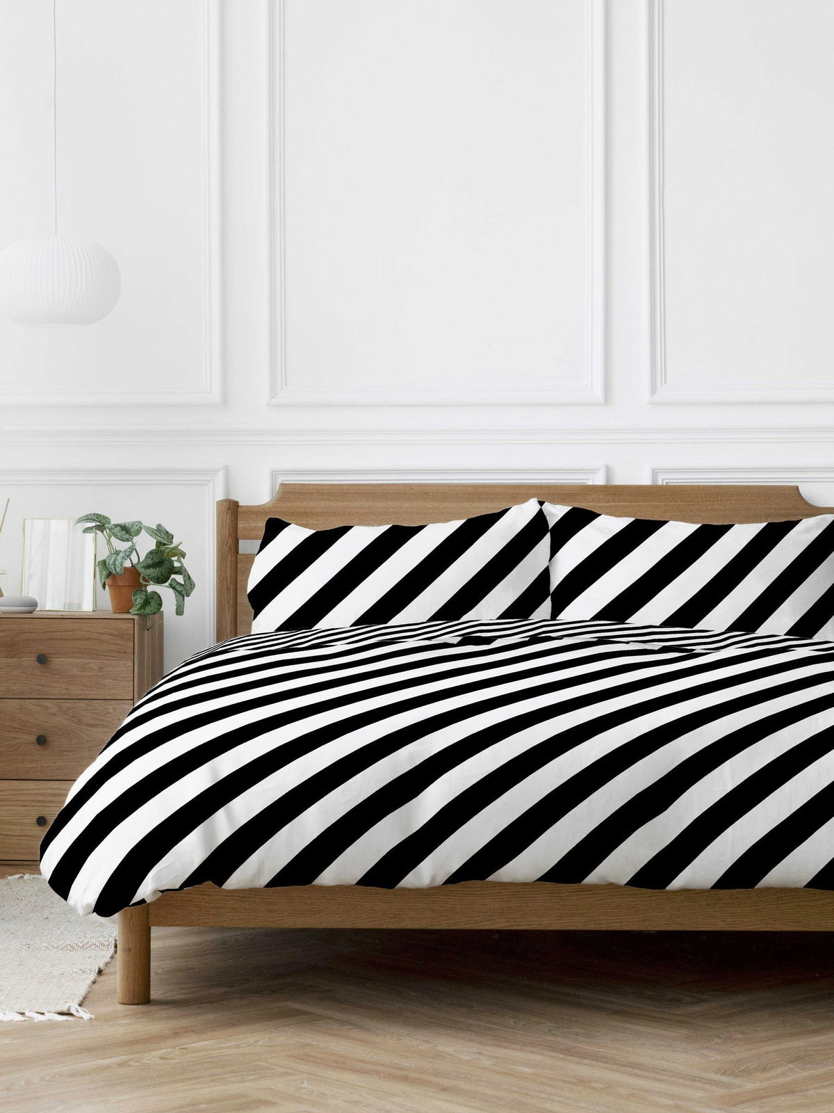 Copenhagen Home black diagonal stripe duvet cover set - British product