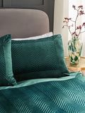 Green Madison Quilted Velvet Duvet Cover and Pillowcase Set
