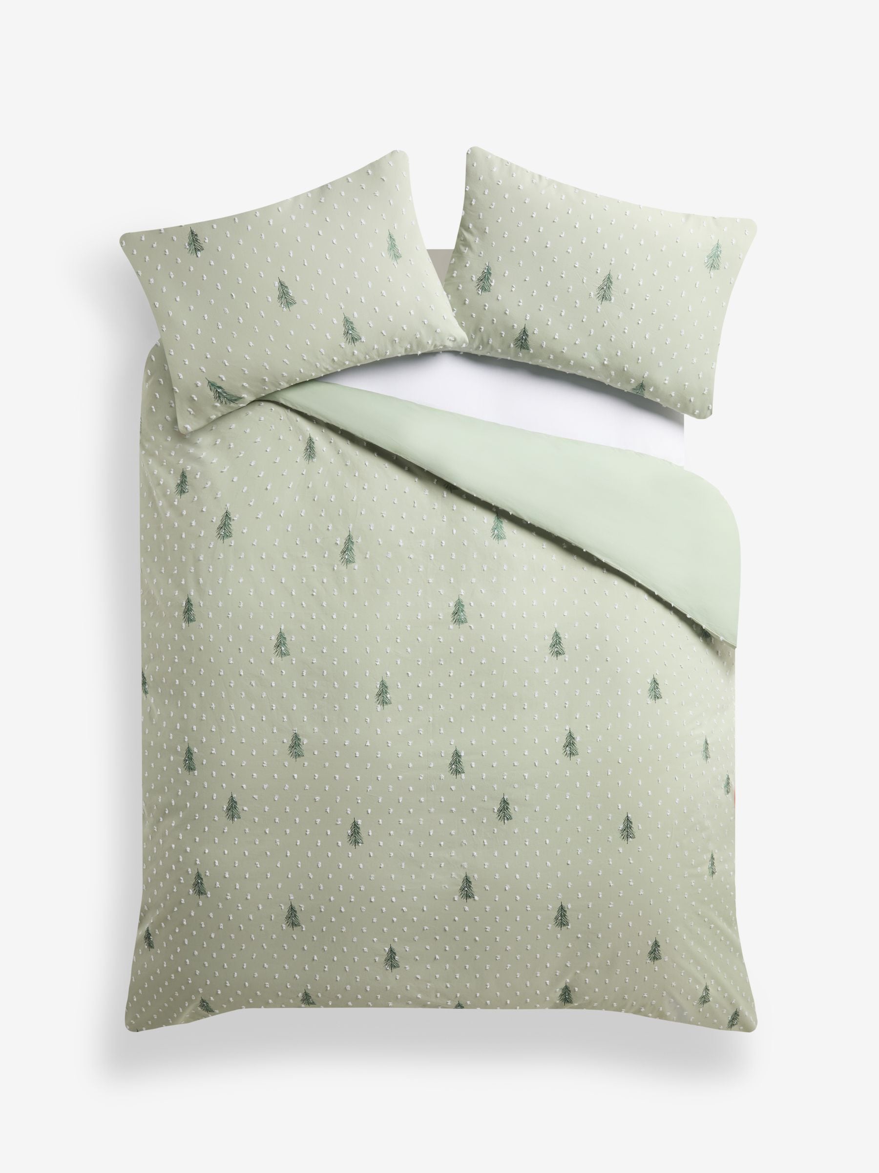 Green Christmas Tree Duvet Cover and Pillowcase Set