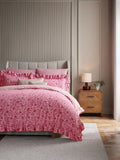 Pink Floral Star duvet cover and pillowcase set, imported from the UK