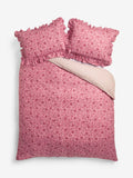 Pink Floral Star duvet cover and pillowcase set, imported from the UK