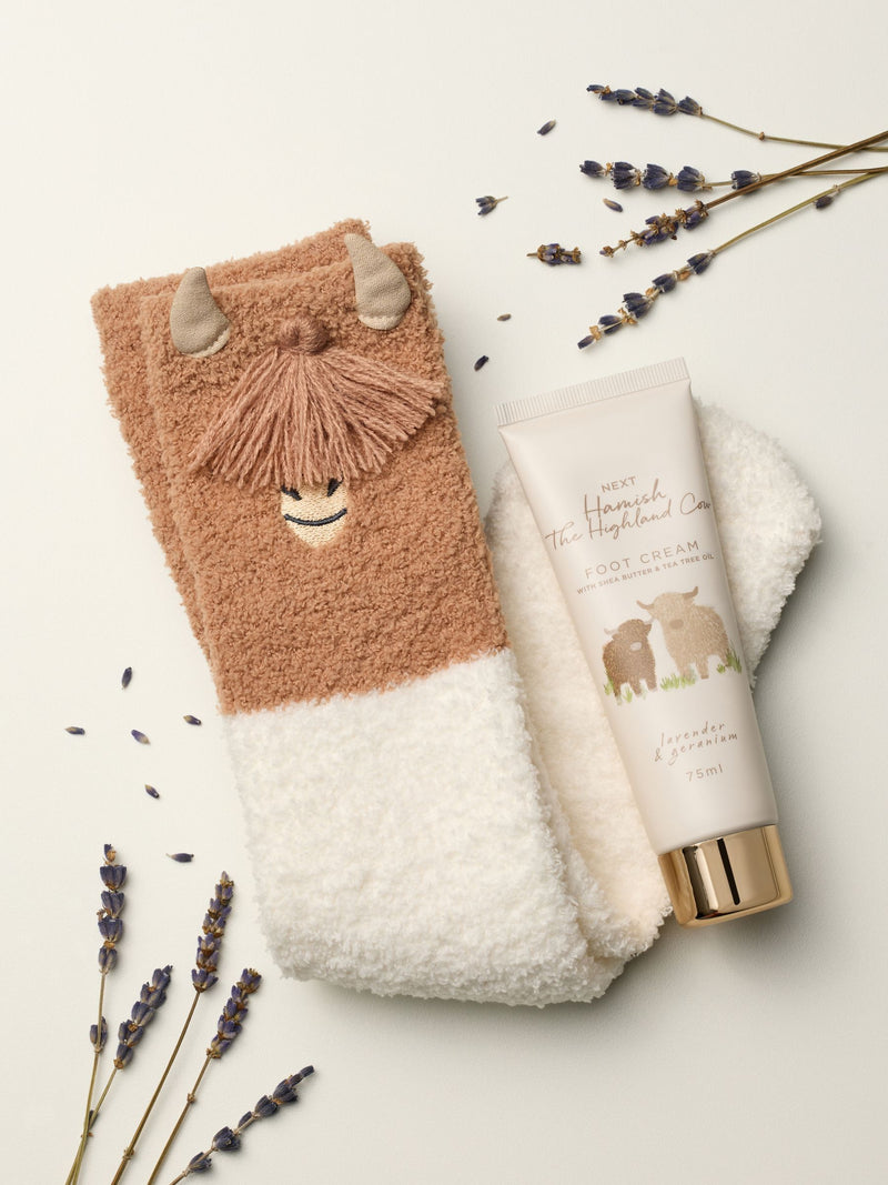 Hamish the Highland Cow Foot Cream & Cosy Socks Gift Set