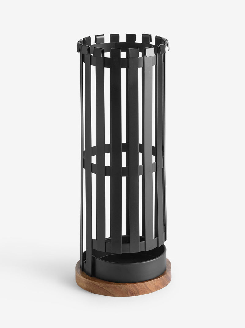 Bronx metal and wood umbrella stand in black/brown - British product