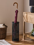 Bronx metal and wood umbrella stand in black/brown - British product