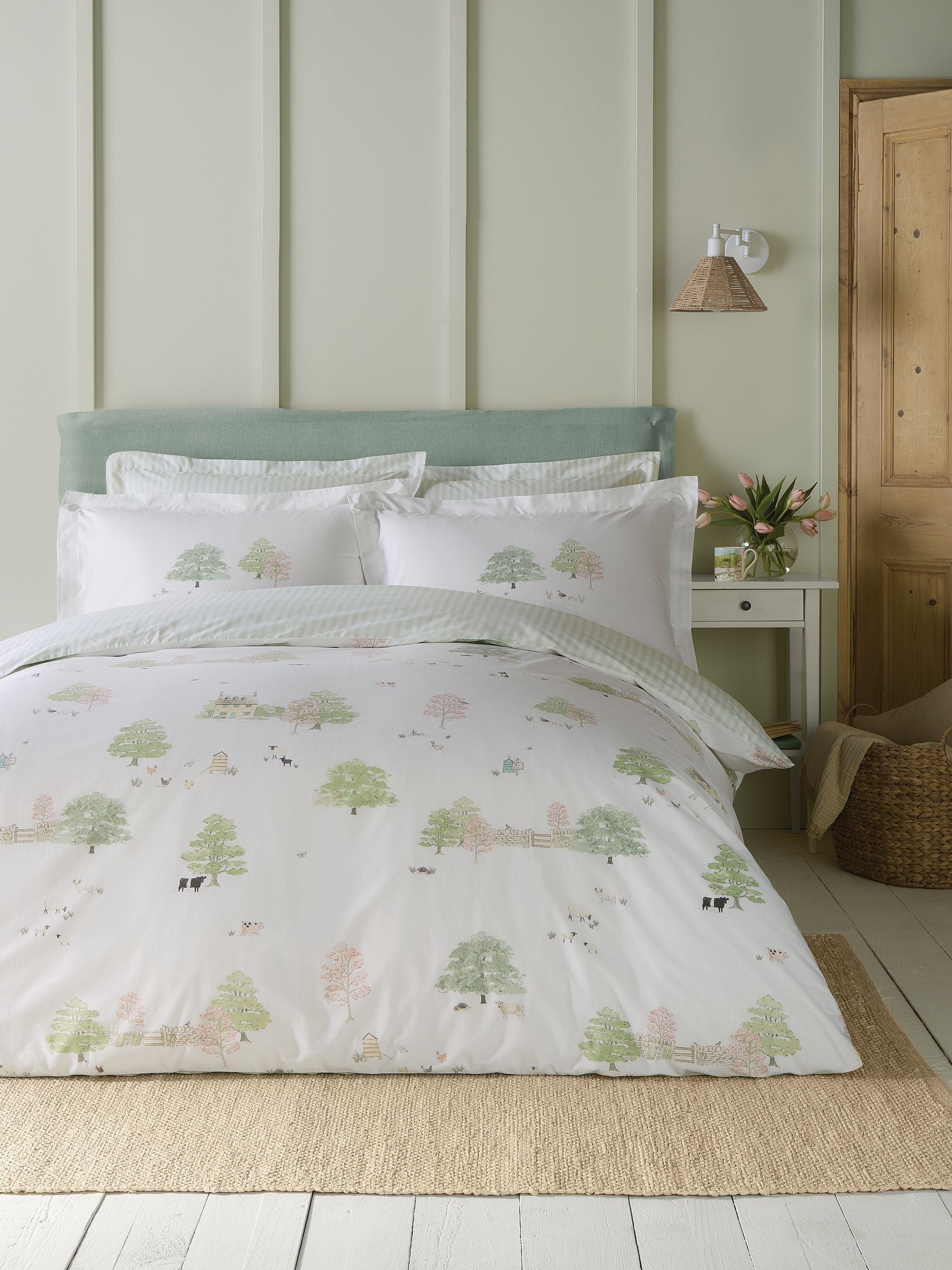 Sophie Allport Green Spring Cottage Duvet Cover and Pillowcase Set