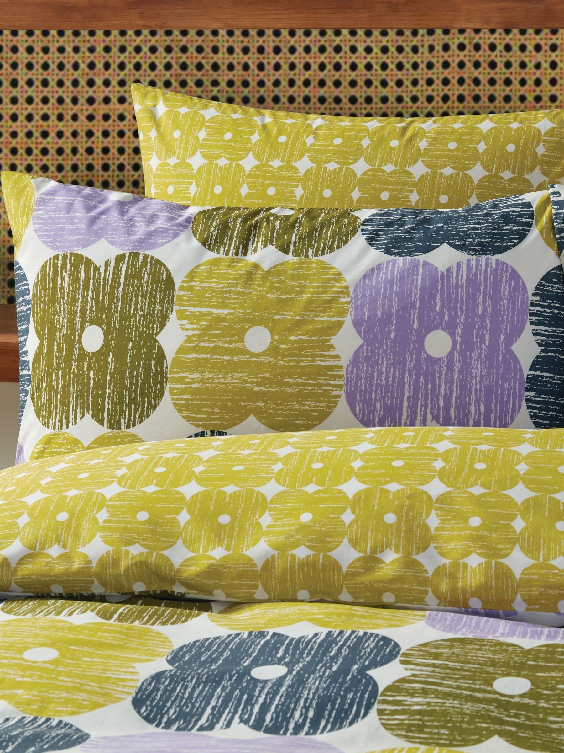 Orla Kiely lilac moss textured flower duvet cover set, imported from the UK
