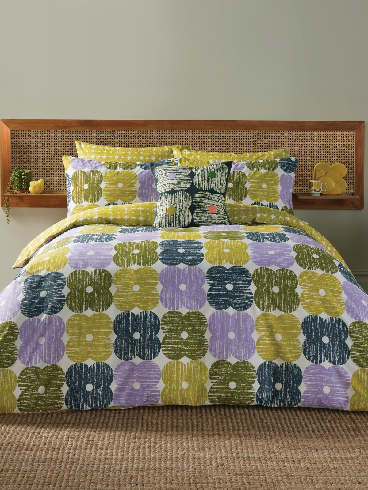 Orla Kiely lilac moss textured flower duvet cover set, imported from the UK