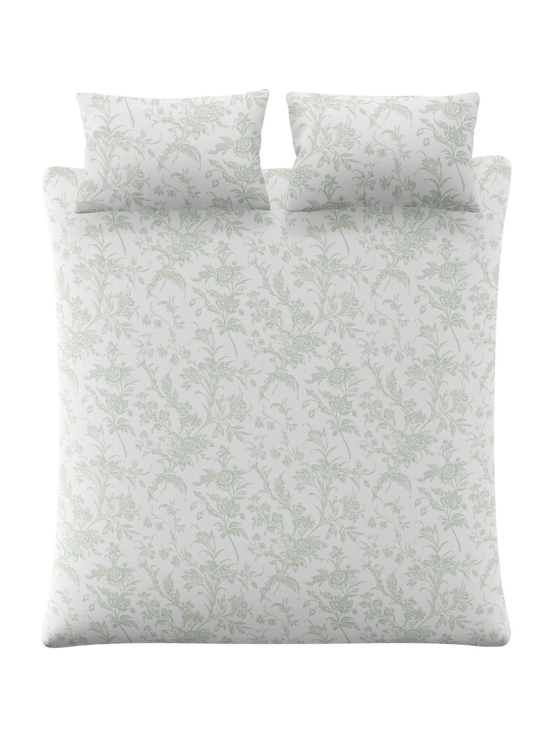 Laura Ashley Green Sage Reversible Duvet Cover and Pillowcase Set, UK version