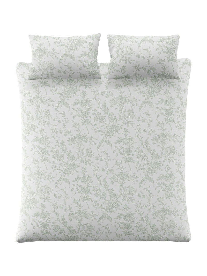 Laura Ashley Green Sage Reversible Duvet Cover and Pillowcase Set, UK version