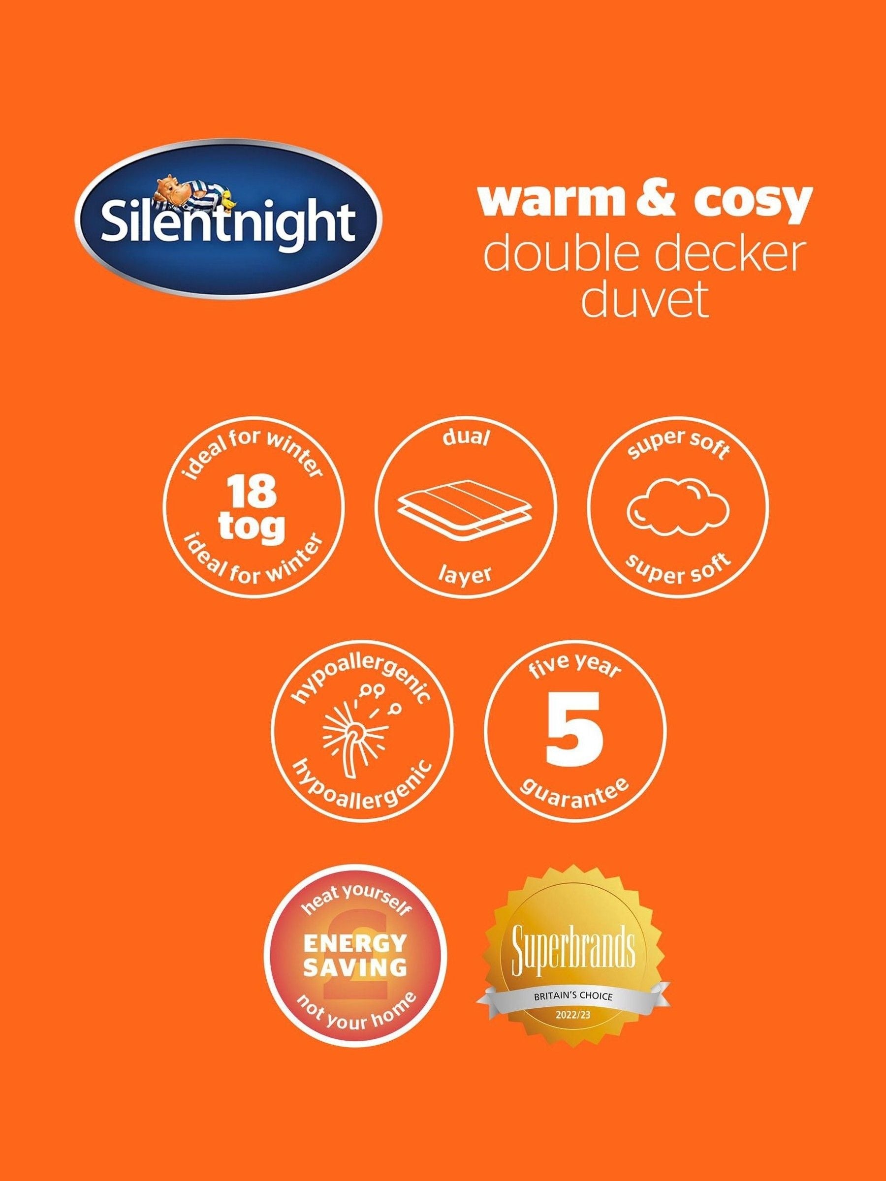 Silentnight Warm & Cosy 18 Tog Double Duvet (British brand)