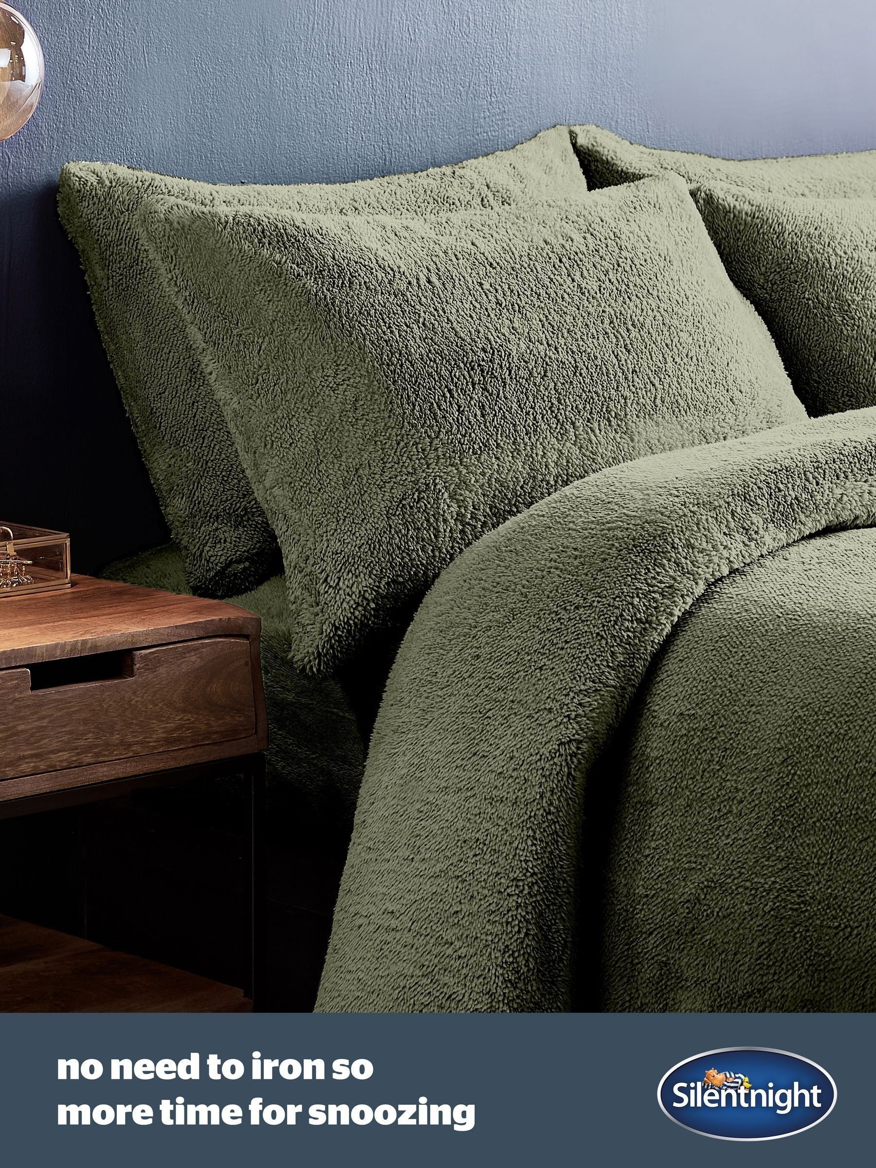 Silentnight sage teddy fleece duvet set (British brand)