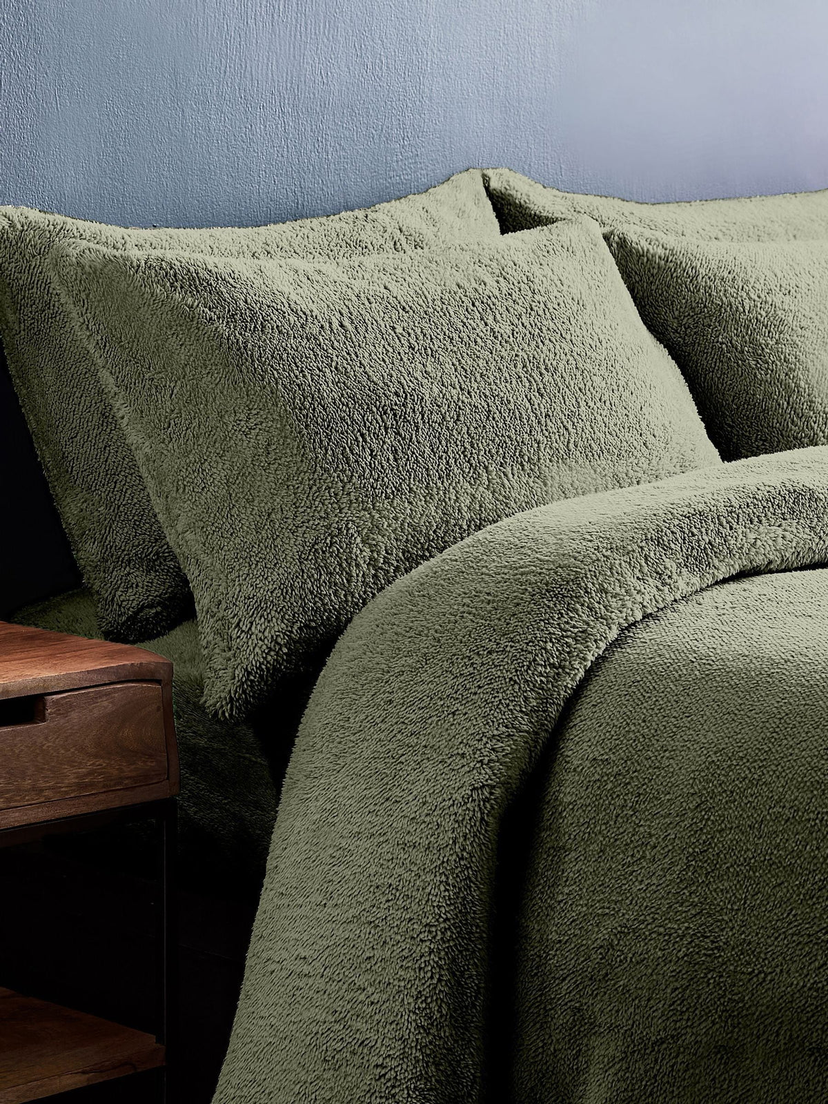 Silentnight sage teddy fleece duvet set (British brand)