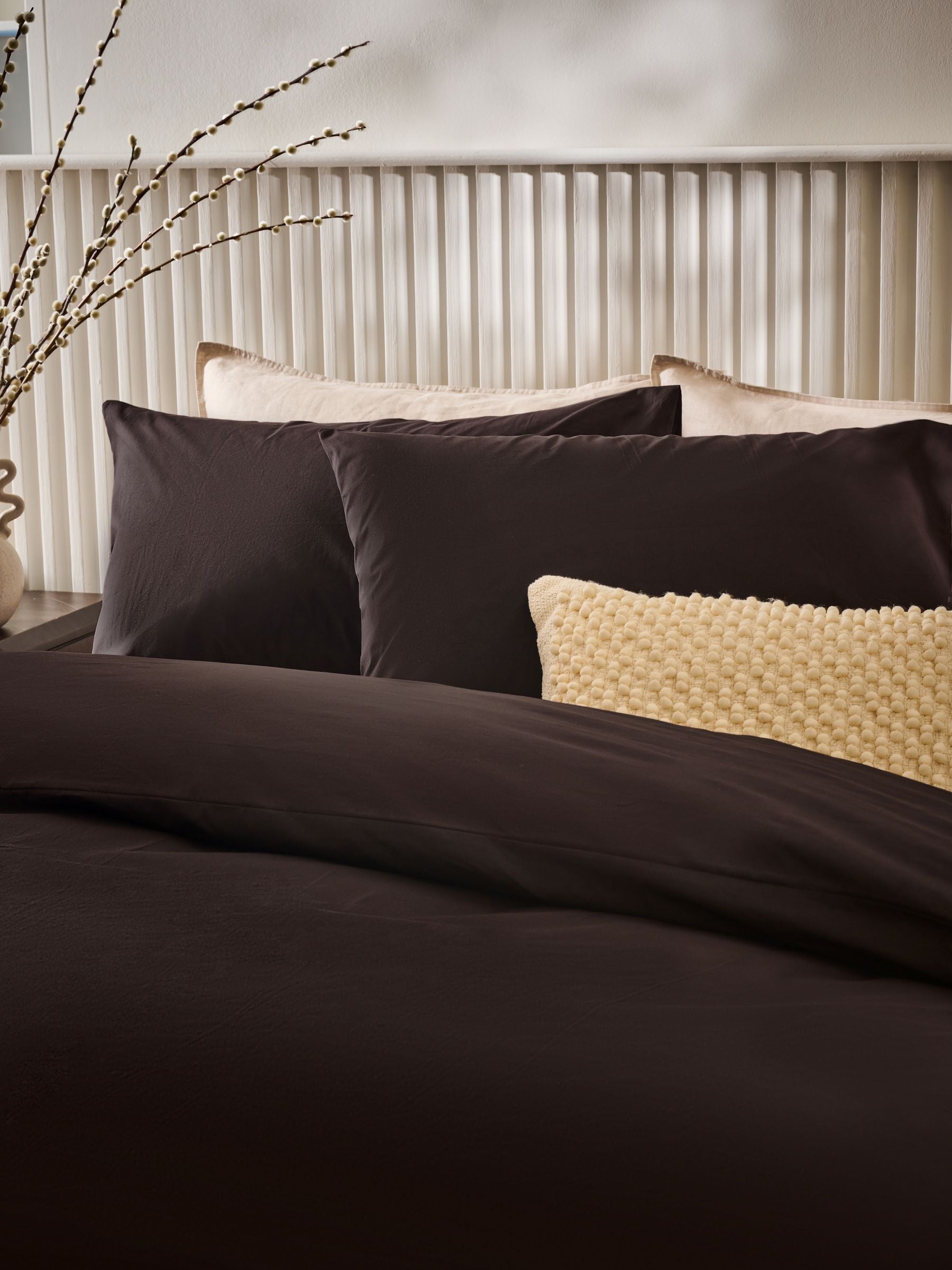 Chocolate brown duvet cover and pillowcase set - British product