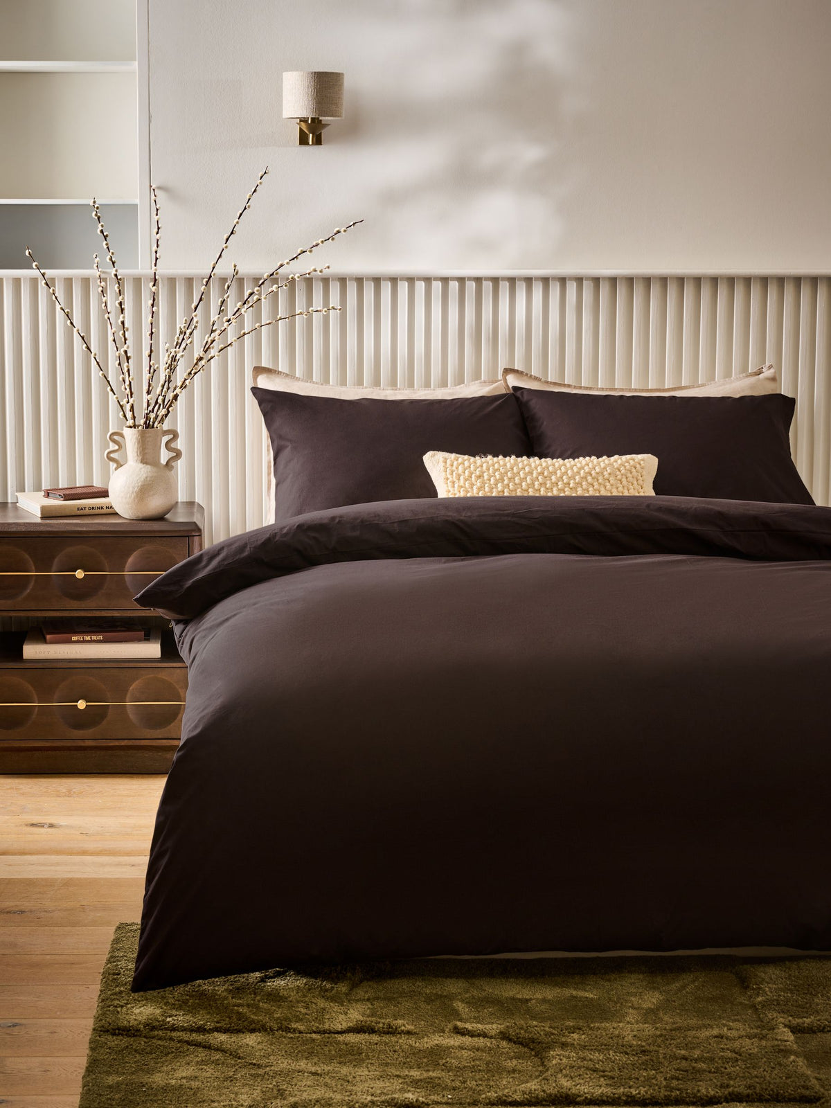 Chocolate brown duvet cover and pillowcase set - British product