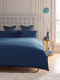 Navy blue duvet cover and pillowcase set, imported from the UK