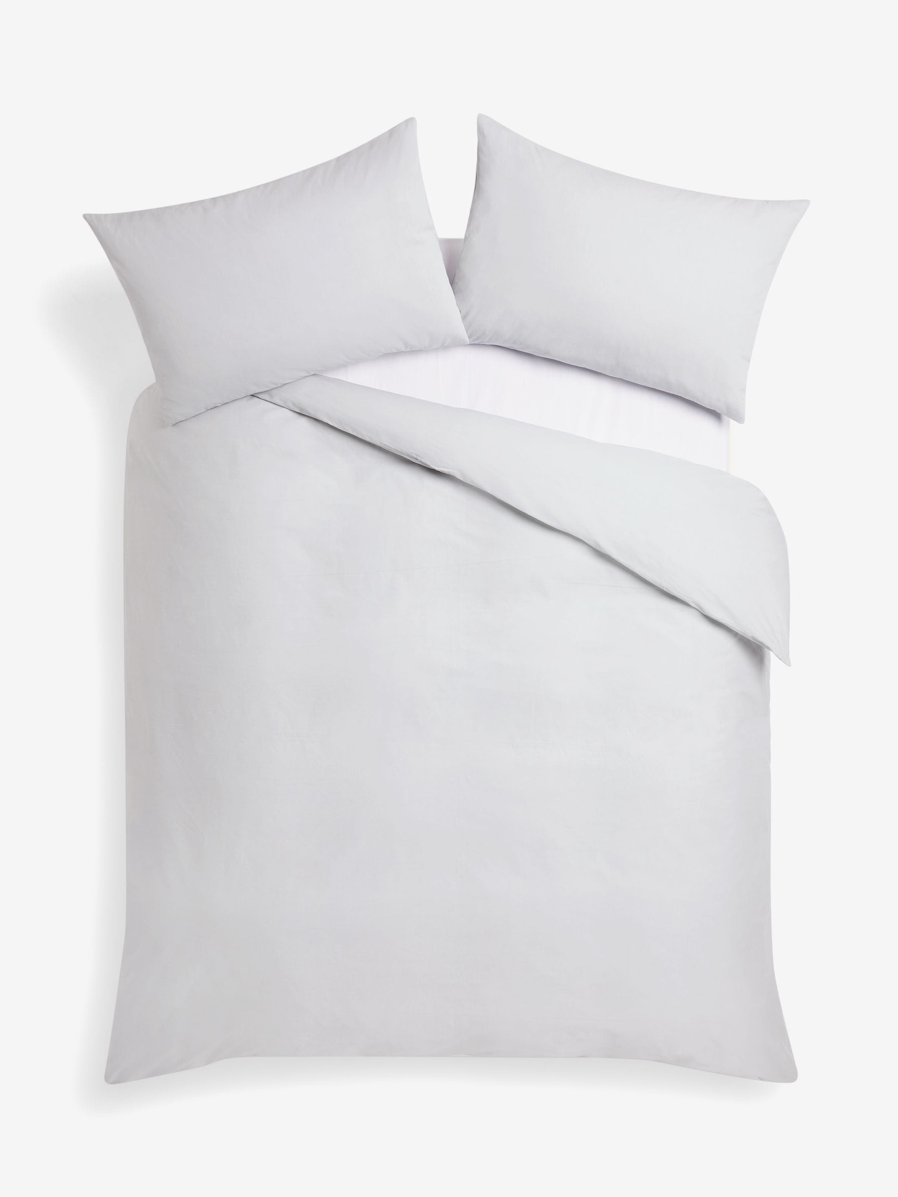 Grey light cotton rich plain duvet cover and pillowcase set, UK version