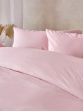 Blush pink cotton rich plain duvet cover and pillowcase set - British product