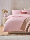 Blush pink cotton rich plain duvet cover and pillowcase set - British product