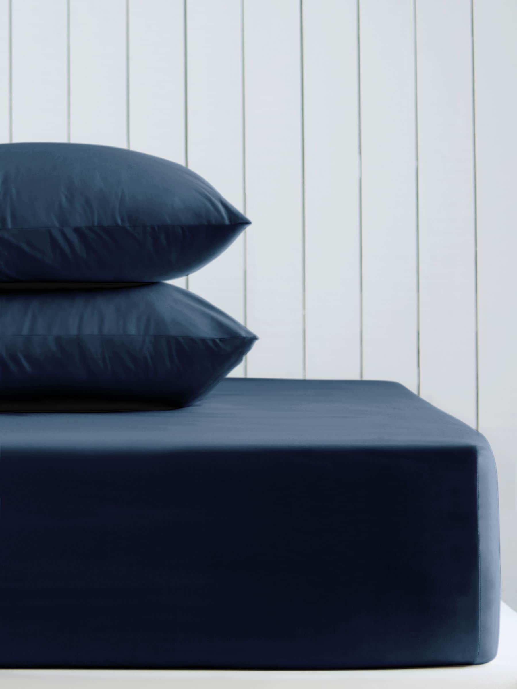 Navy blue cotton rich deep fitted bed sheet, imported from the UK