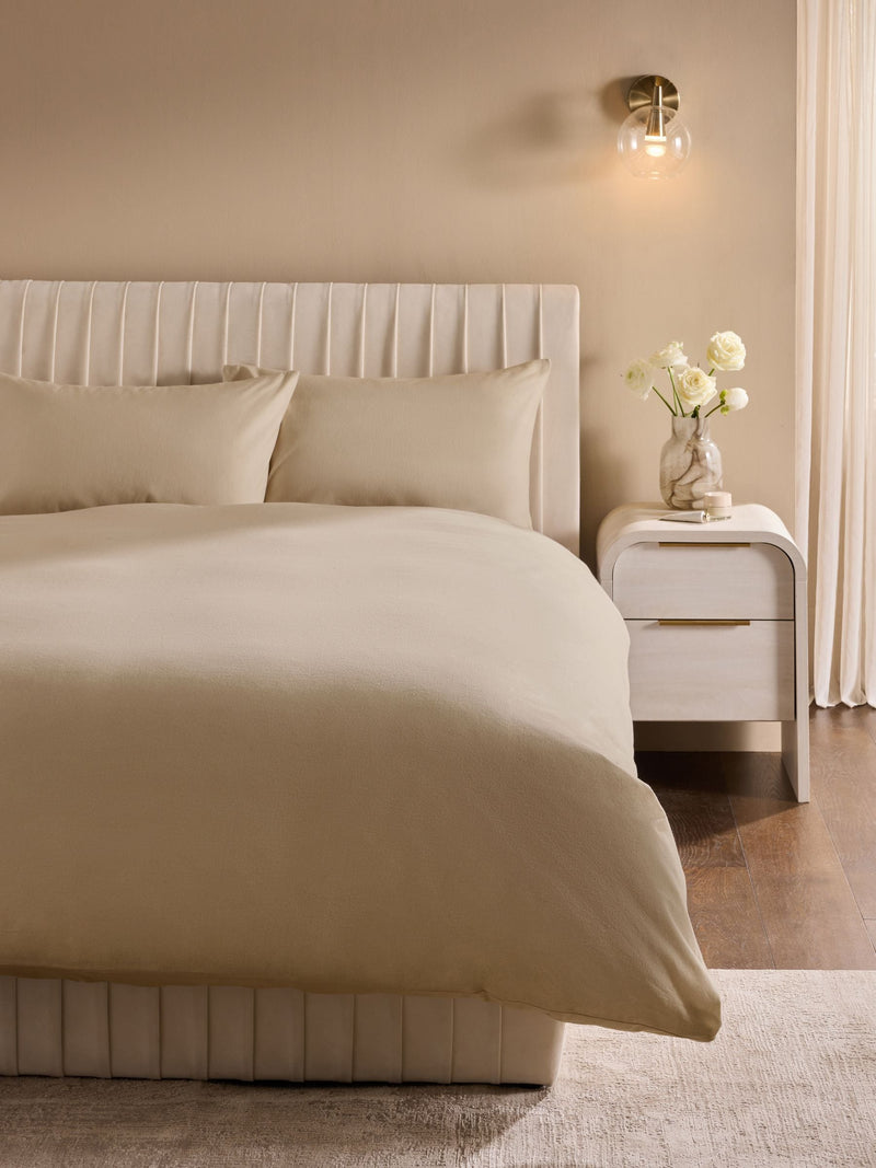 Natural Supersoft 100% Brushed Cotton Duvet Cover Plain and Pillowcase Set