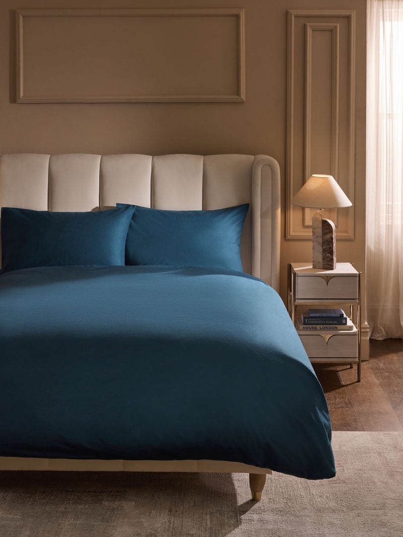 Teal blue supersoft cotton duvet cover and pillowcase set (British brand)