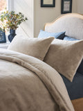 Natural Oyster Plush Faux Fur Duvet Cover and Pillowcase Set