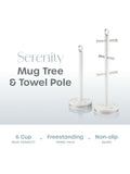Swan white kitchen towel pole and mug tree set (British brand)