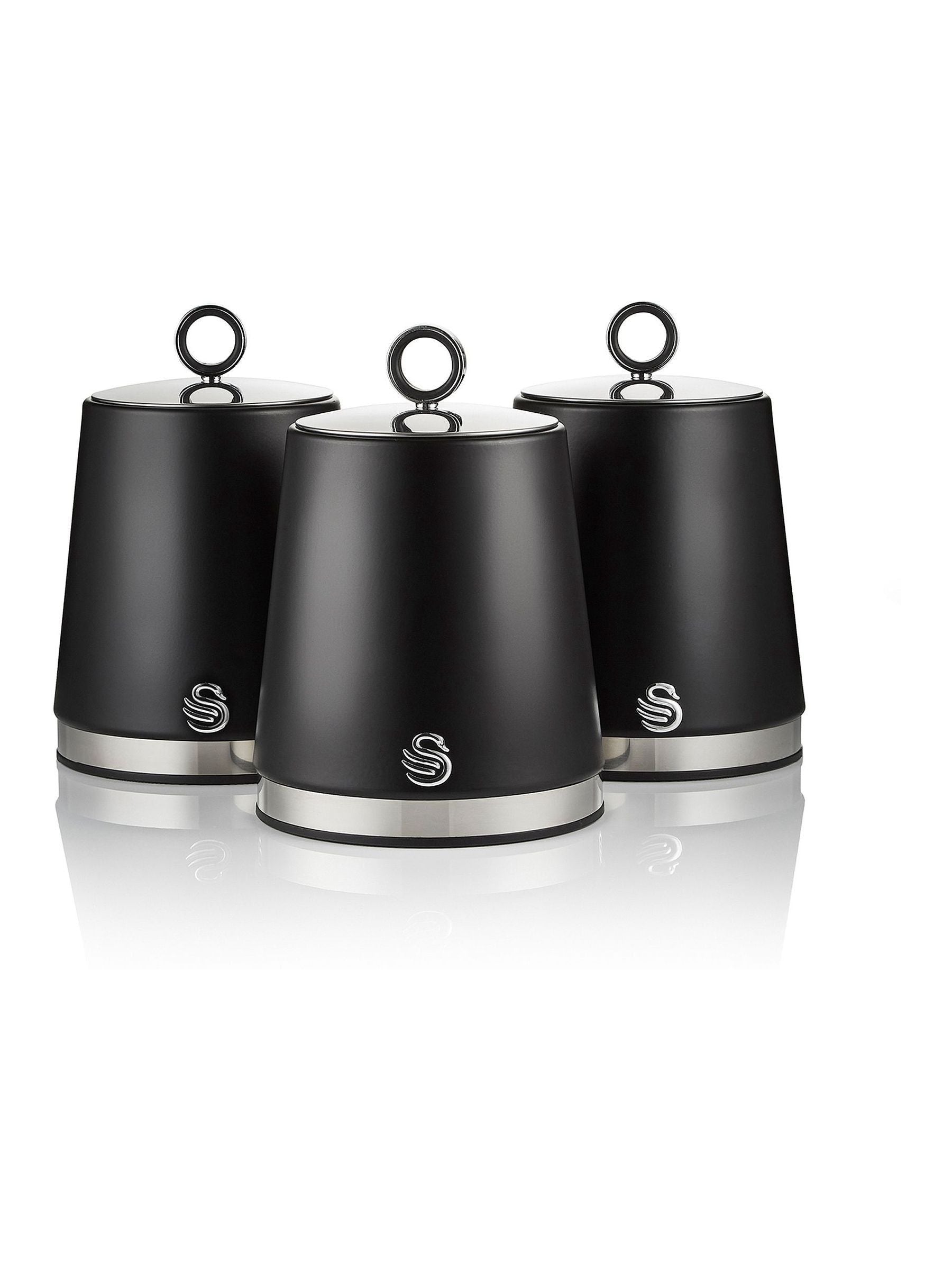Swan Black Serenity storage canisters 1.3L (British brand)