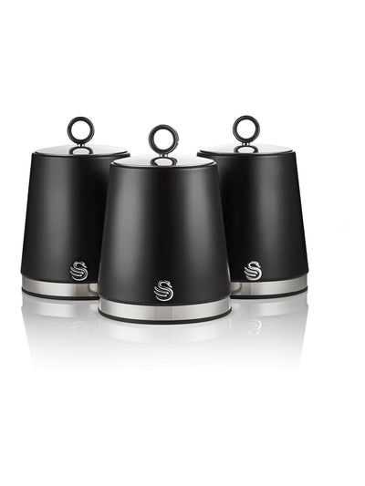 Swan Black Serenity Set of 3 1.3L Kitchen Storage Canisters