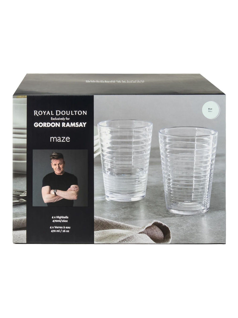 Royal Doulton Set of 4 Blue Maze Hiball Glasses