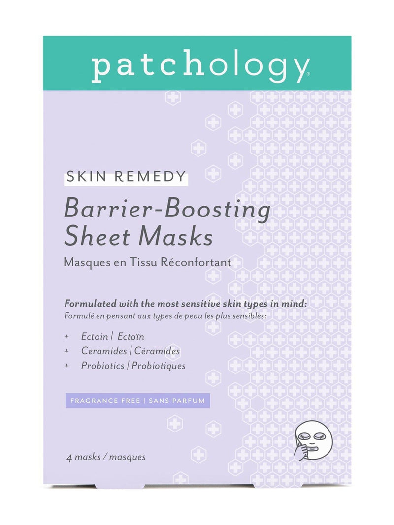 Patchology Skin Remedy Barrier Boosting Sheet Mask 4 Pack, imported from the UK