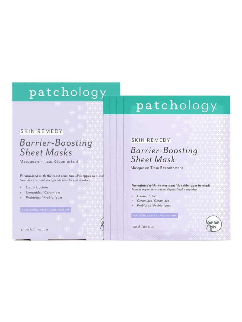 Patchology Skin Remedy Barrier Boosting Sheet Mask 4 Pack, imported from the UK
