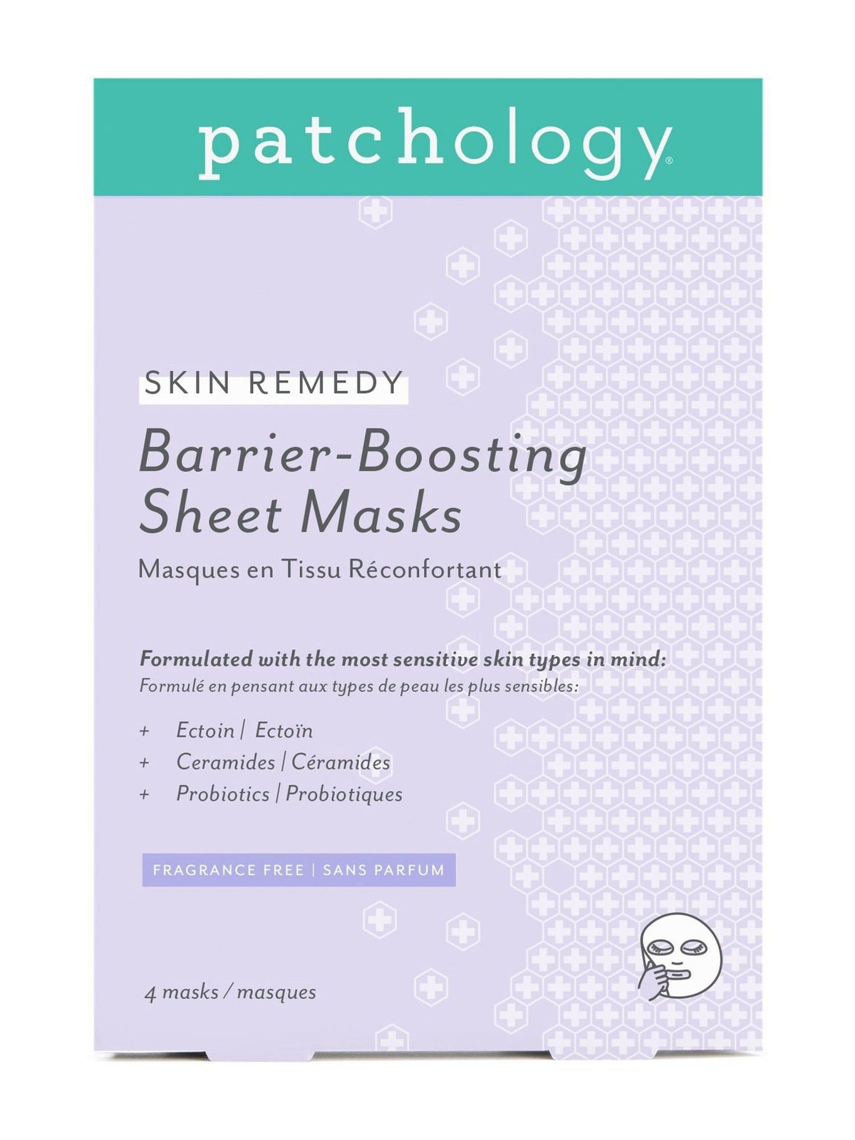 Patchology Skin Remedy Barrier Boosting Sheet Mask 4 Pack, imported from the UK