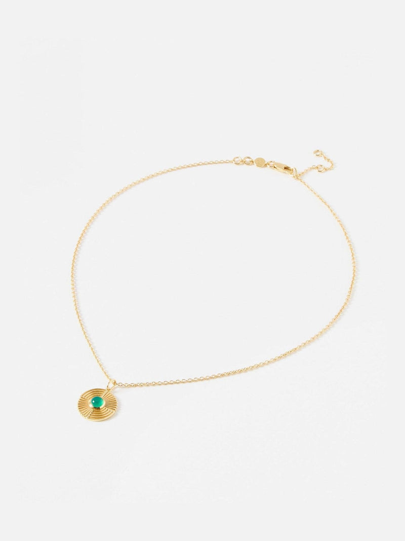 Oliver Bonas green onyx gold plated pendant necklace, imported from the UK