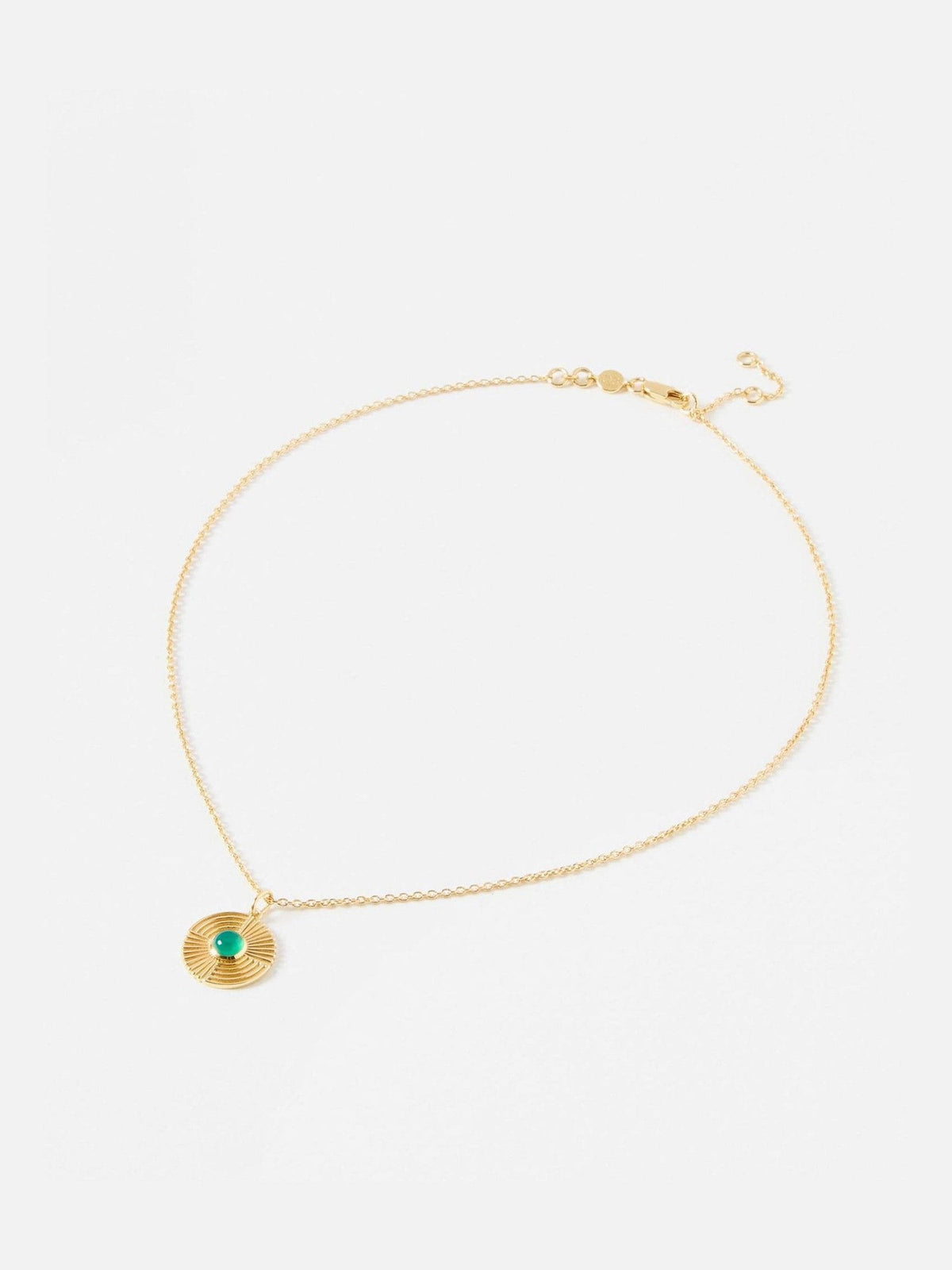 Oliver Bonas green onyx gold plated pendant necklace, imported from the UK